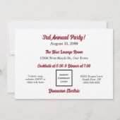 Zakelijk evenement of Party Classic Zwart-wit Kaart (Achterkant)