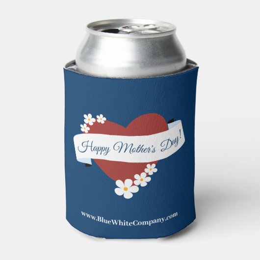 Zakelijk evenement Red Heart Happy Moederdag Blikjeskoeler (Blikje Voorkant)