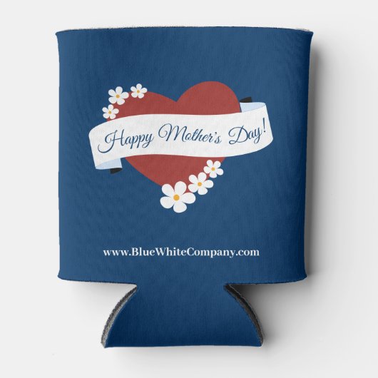 Zakelijk evenement Red Heart Happy Moederdag Blikjeskoeler (Voorkant)