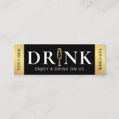 Zakelijk Evenement Zwart & Goud Logo Drink Voucher Mini Visitekaartje (Voorkant)