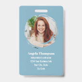 Zakelijk Foto QR-code Blauw Werknemer Badge (Voorzijde)