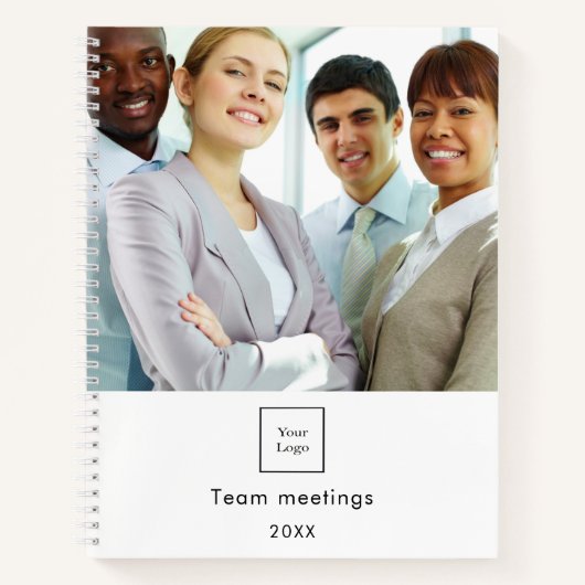 Zakelijk fotologo wit team QR-code Notitieboek (Voorkant)