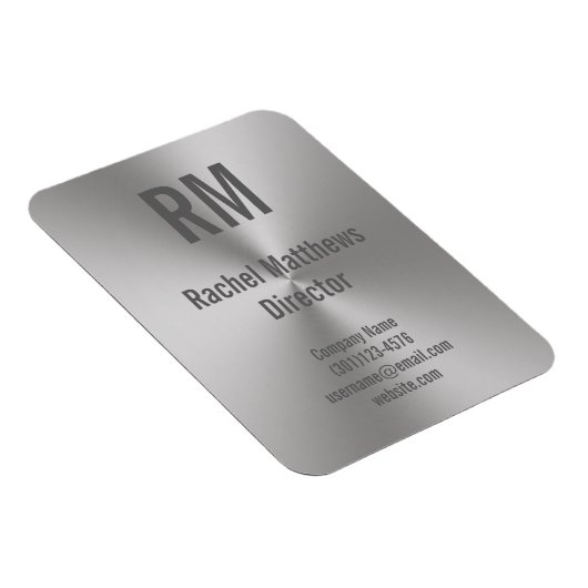 Zakelijk Geborsteld Metaal Kijk Monogram Naam Tite Magneet (Rechterzijde)