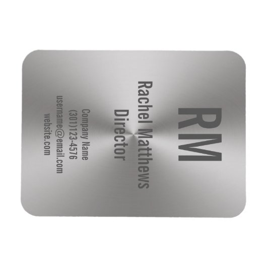 Zakelijk Geborsteld Metaal Kijk Monogram Naam Tite Magneet (Horizontaal)