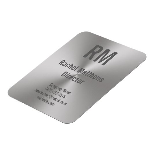 Zakelijk Geborsteld Metaal Kijk Monogram Naam Tite Magneet (Linkerzijde)