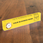 Zakelijk geel acryl met klok naambordje (Zijkant)