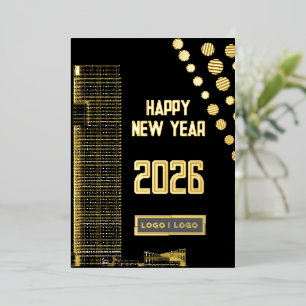 Zakelijk Gelukkig Nieuwjaar 2026 Urban Long logo Folie Feestdagenkaart