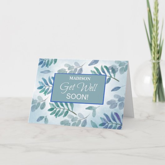 Zakelijk Get Well Branches Blauw Groen Kaart (Voorkant)