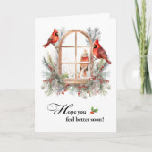 Zakelijk Get Well Kardinaal Vogels in Winter Windo Kaart (Voorkant)