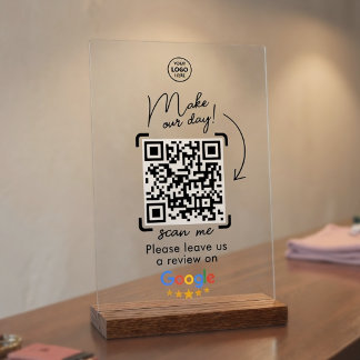 Zakelijk Google Social Review QR Code Acryl Bord