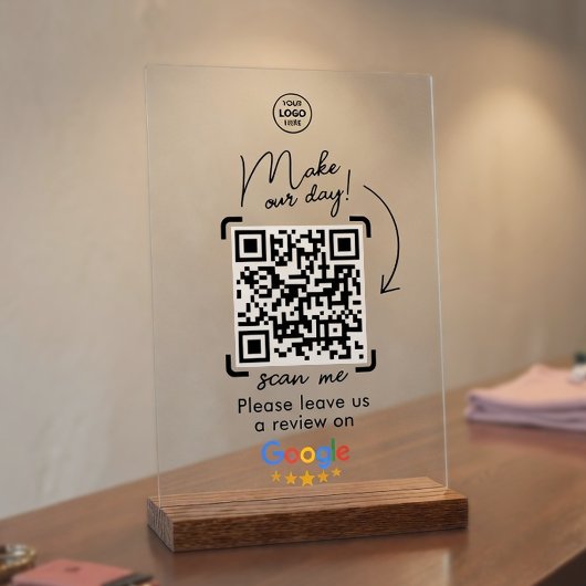 Zakelijk Google Social Review QR Code Acryl Bord