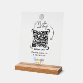 Zakelijk Google Social Review QR Code Acryl Bord (Hoek)