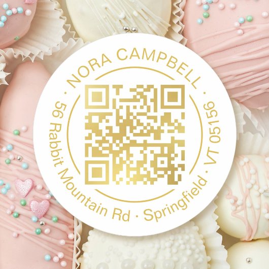 Zakelijk Goud QR Code Naam Adres Promotioneel Ronde Sticker