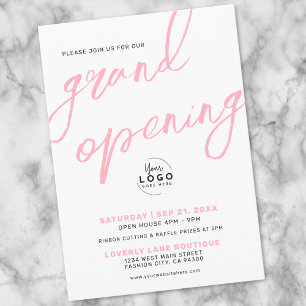 Zakelijk Grand Opening Logo Roze Elegant Kaart