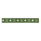 Zakelijk Groene en Witte Kerstbomen Uw Logo Grosgrain Lint (Voorkant)