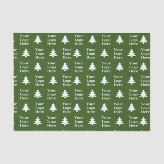 Zakelijk Groene en Witte Kerstbomen Uw Logo Tissuepapier (Voorkant)
