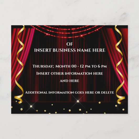 Zakelijk groot rood gordijn VIP rood tapijt Aankondigingskaart (Achterkant)