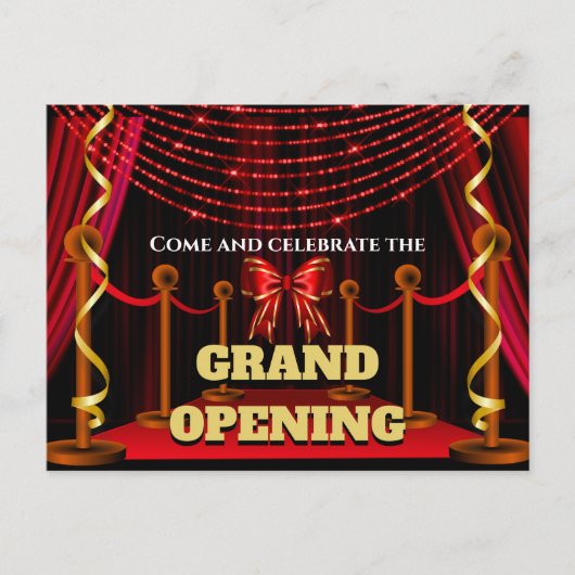 Zakelijk groot rood gordijn VIP rood tapijt Aankondigingskaart (Voorkant)