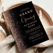 Zakelijk Grote Opening Zwart Roos Gouden Glitter Kaart