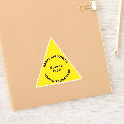 Zakelijk Halloween Geel Driehoek Vinyl Sticker (Notitieboek)