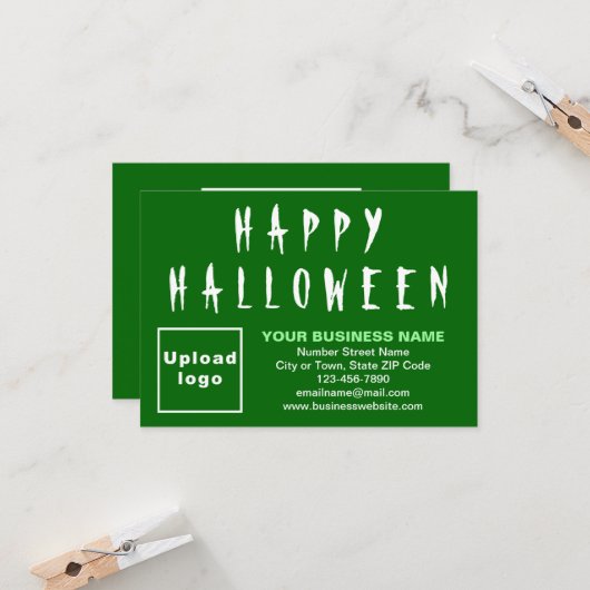 Zakelijk Halloween Klein Groen Vlak Wenskaart Kaart (Voorkant / Achterkant in situ)