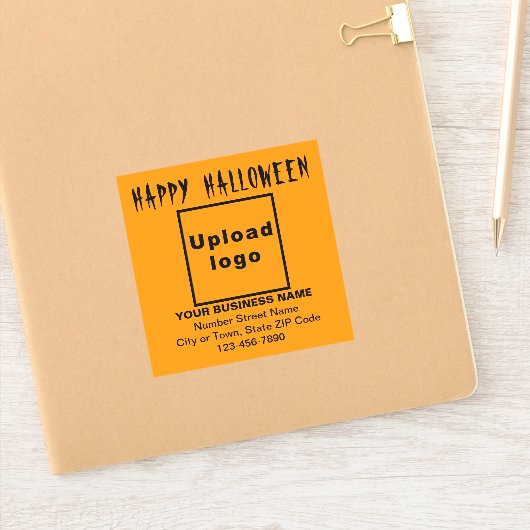 Zakelijk Halloween Sinaasappel Kleur Vierkant Viny Sticker (Notitieboek)