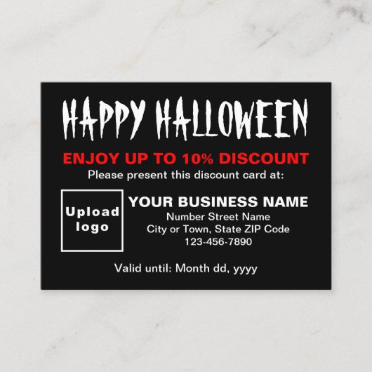 Zakelijk Halloween Zwart Korting Kaart (Voorkant)