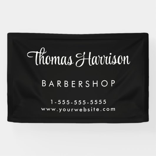 Zakelijk Handtekening Script Zwart Promotie Spandoek (Horizontaal)