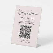 Zakelijk handtekeningscript QR Code Pink Reclamebord Met Voetstuk (Voorkant)