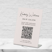 Zakelijk handtekeningscript QR Code Pink Reclamebord Met Voetstuk