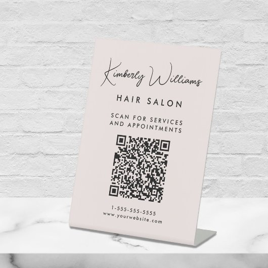 Zakelijk handtekeningscript QR Code Pink Reclamebord Met Voetstuk