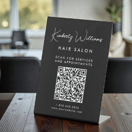 Zakelijk handtekeningscript QR-code zwart Reclamebord Met Voetstuk