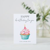 Zakelijk Happy Birthday Watercolor Cupcake Briefkaart (Staand voorkant)