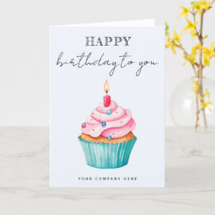 Zakelijk Happy Birthday Waterverf Cupcake Kaart