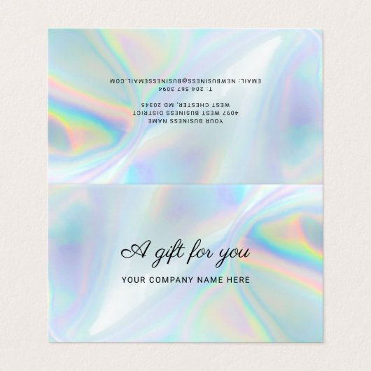 Zakelijk Holografisch Script Cadeaubon Visitekaartje (Buitenkant ongevouwen)