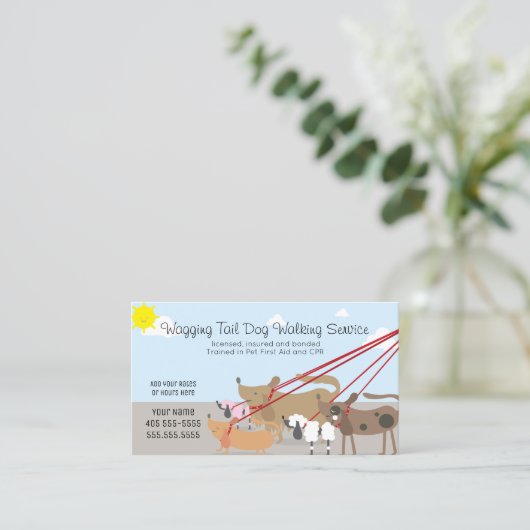 Zakelijk honden uitlaatservice visitekaartje (Staand voorkant)