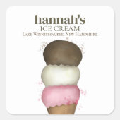 Zakelijk Ice Cream Cone Verpakkingslabel Vierkante Sticker (Voorkant)