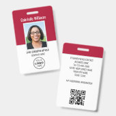 Zakelijk ID-foto-beveiliging Modern Rood Badge (Voor- en achterkant)