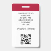Zakelijk ID-foto-beveiliging Modern Rood Badge (Achterkant)