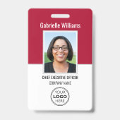 Zakelijk ID-foto-beveiliging Modern Rood Badge (Voorzijde)