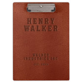 Zakelijk ingegraveerd, gepersonaliseerd leder van  klembord (Voorkant)