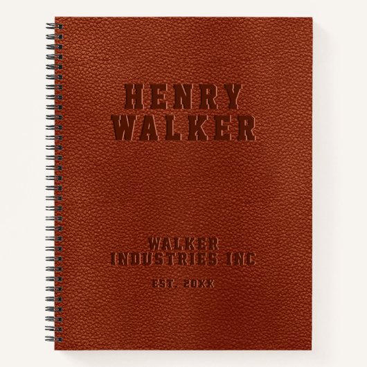 Zakelijk ingegraveerd, gepersonaliseerd leder van notitieboek (Voorkant)