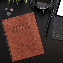 Zakelijk ingegraveerd, gepersonaliseerd leder van  notitieboek