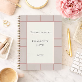 Zakelijk ivoren stoffige roos taupe raster notitieboek
