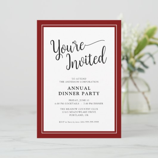 Zakelijk Jaarlijks Feestscript Rood Kaart (Staand voorkant)