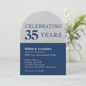 Zakelijk Jubileum Navy Silver Arch Top Kaart (Staand voorkant)