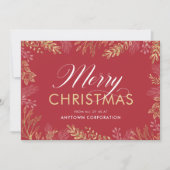 Zakelijk Kerst Corporate Elegant gebladerte Feestdagenkaart (Voorkant)