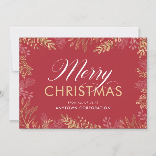 Zakelijk Kerst Corporate Elegant gebladerte Feestdagenkaart (Voorkant)
