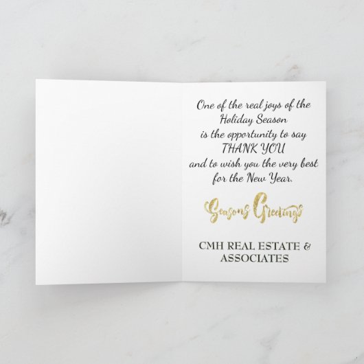 Zakelijk Kerst Kaart Goud (Binnen)