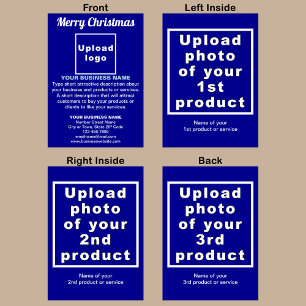 Zakelijk kerstblauw vouwbaar Wenskaart Kaart